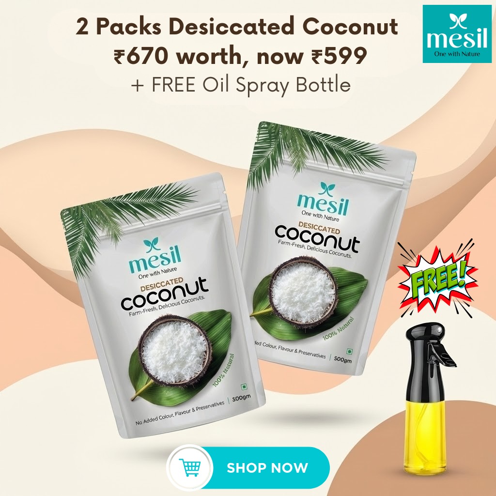 Desiccated coconut 500g two pack with free oil spray bottle